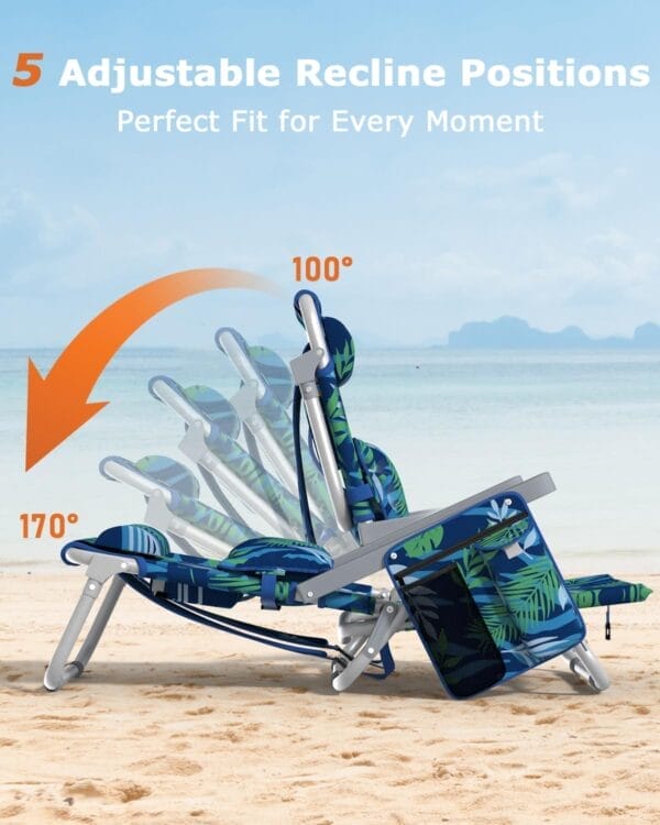 ZENPETIO Beach Chair, Camping Chair for Adults, Beach Backpack Chair for Pool, Beach, Camping, Outdoors - Image 3