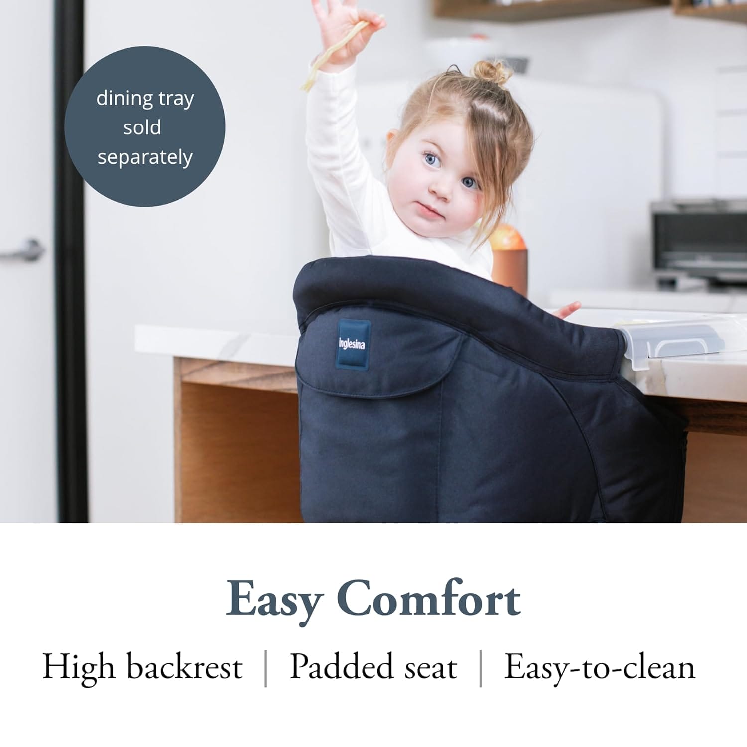 Inglesina Fast Table Chair, Navy - Portable Baby High Chair - for Babies & Toddlers up to 37 lbs - Collapsible Design - Fits Tables 0.8'' to 3.5'' Thick - Compact & Easy to Use - Travel Bag Included - Image 4