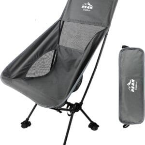 Peak Outdoors Backpacking Chair Lightweight Camping Chair – High Back Ultralight Folding Camp Chair with Storage Bag, Compact Portable Tall Hiking Chair and Beach Chair (Grey)