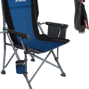 XGEAR Portable Camping Chairs for Adults with Padded Hard Armrest, Sturdy Folding Camping Chair with Cup Holder, Storage Pockets Carry Bag Included, Support to 300 lbs(Blue)