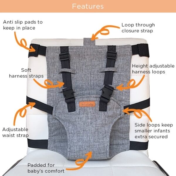 Compact Travel High Chair | Portable High Chair for Baby | Baby Travel Essential Harness Seat | Must Haves for Vacations, Restaurants, Family Visits with Babies | Portable Highchair Seat with Straps - Image 4