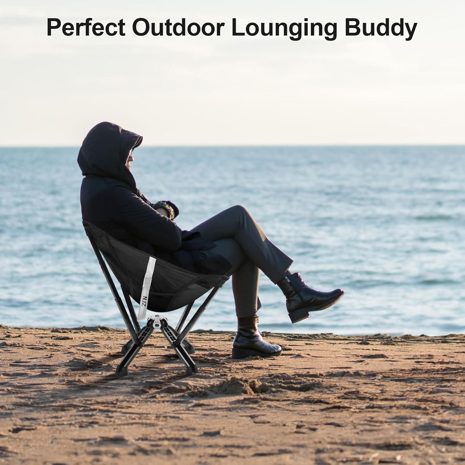 Folding Camping Chairs for Adults - 600 LBS Capacity Sturdy Camping Folding Chair, Portable Chair with Quick Setup & Carry Bag - Compact Camp Chair for Outdoor Adventures - Black - Image 8