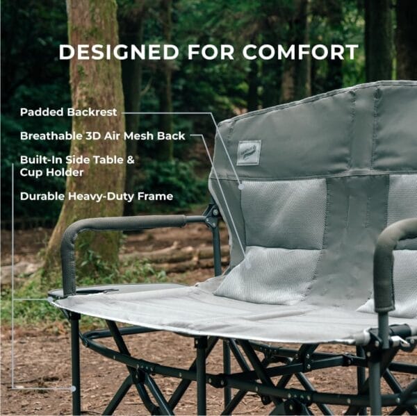 Heavy Duty Portable Folding Camping Chair for Adults with Padded | for Outdoor & Sports, Backpacking, Beach, Lawn, Hunting, Tailgating, Fishing | Supports 400 Lbs (Double, Beige) - Image 4