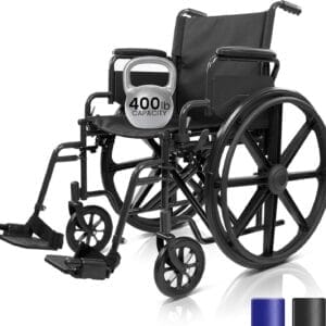 Vive Bariatric Wheelchair for Adults (Supports 400 lbs) - Foldable, Heavy Duty, Manual & Transport Wheel Chair - Portable Senior Drive Travel Scooter for Transfers - Wide 20" Seat