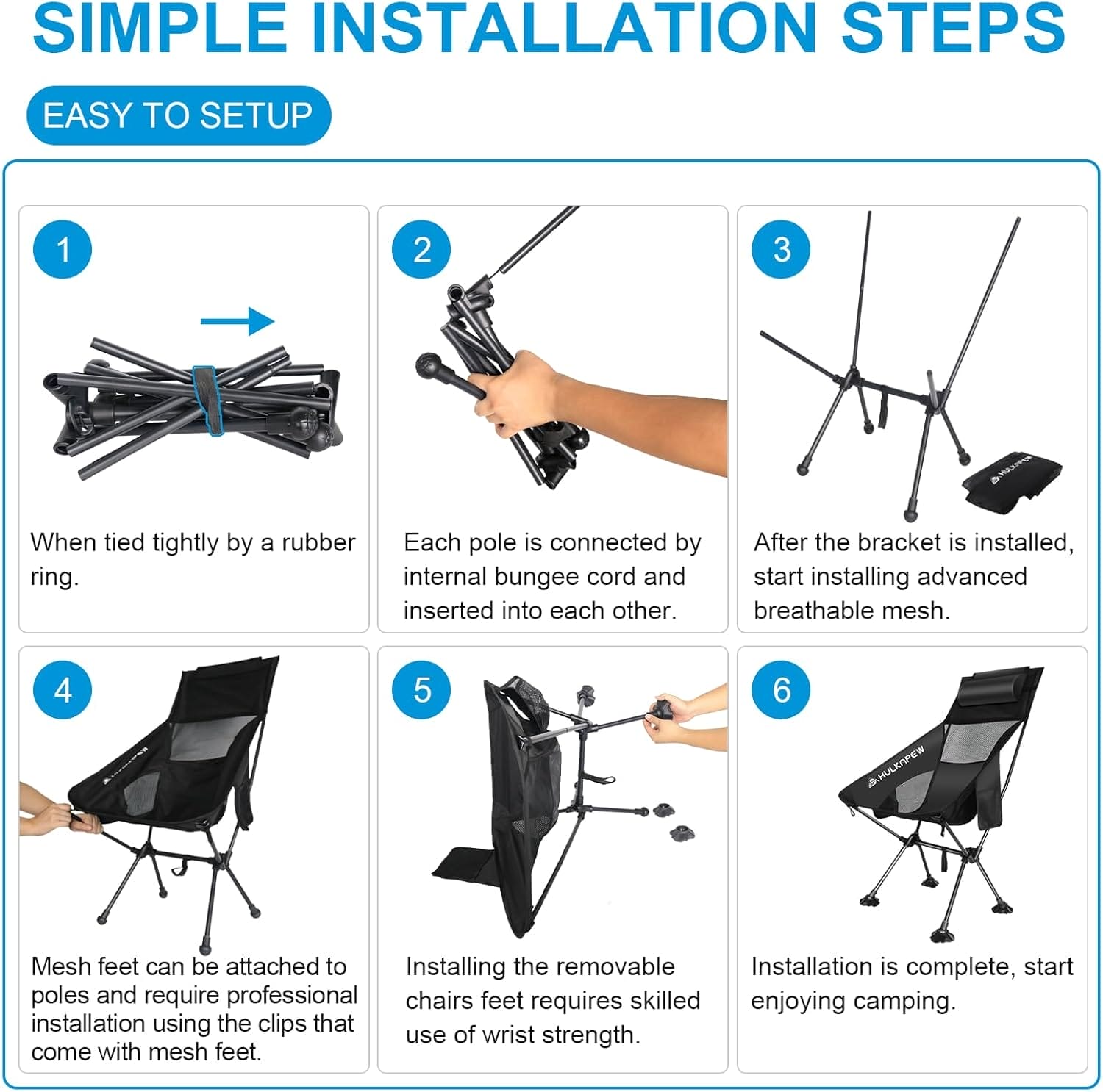 Portable Chairs, Ultralight Folding Camping Chair with Pillow Compact Folding Lawn Chairs for Camping, Travel, Hiking, Picnic and Adventures, Lightweight Chair Easy to Set up and Carry - Image 3