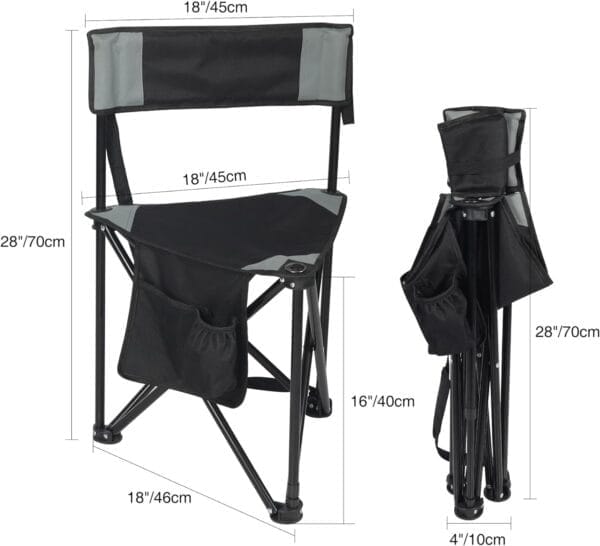 REDCAMP 2 Pack Tripod Camping Chairs Folding Lightweight, Portable 3 Legged Tripod Stool Seat with Backrest, Small Golf Chair Compact for Adults Fishing Hunting, Black - Image 3