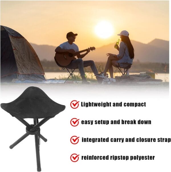 Travel Folding Camping Stool, Outdoor Tripod Seat, Folding Camping Chairs,Fishing Chair for Camping Party Mountaineering Picnic Beach Garden Lawn - Image 3