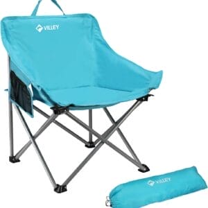 VILLEY Camping Chair Beach Folding Chair, Outdoor Lawn Portable Lightweight Chair, Foldable Chair with Carry Bag, for Outside Hiking, Fishing, Travel, Beach and Sports, Blue