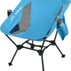 Folding Camping Chairs, Adjustable Backpacking Chair, Portable Beach Chair with Side Pockets, Compact Lawn Chairs for Adults, Travel, Beach, Hiking (Blue)