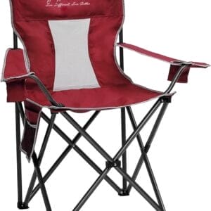 Mesh Folding Camping Chairs, Oversized Portable Outdoor Chairs, Weight Capacity 325 lbs with Cup Holder, Storage Pocket, Carry Bag Red
