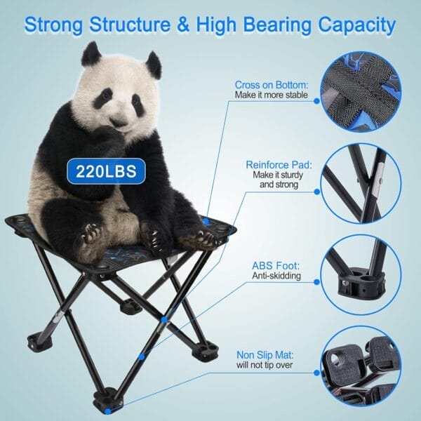 Camping Stool Portable Folding Stool Portable Chair Mini Foldable Stool Fishing Stool for Adults Fishing Hiking Gardening and Beach with Carry Bag(Camouflage) - Image 4