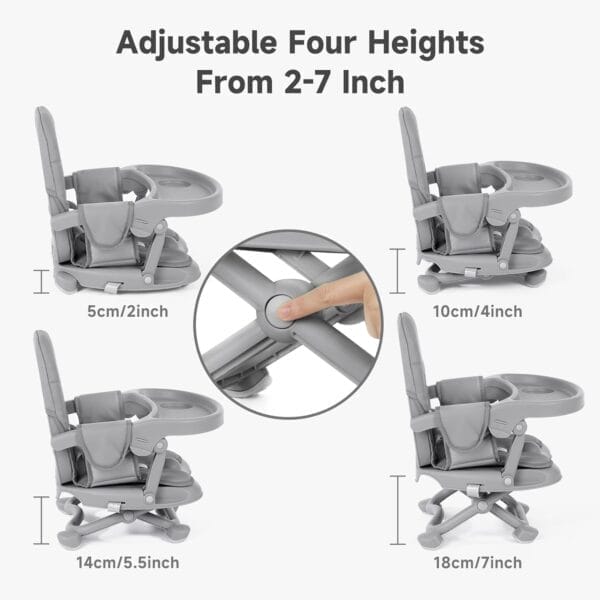 YOLEO Baby High Chair Booster Seat for Dining Table, Adjustable Height Travel Foldable High Chairs with Tray - Image 6