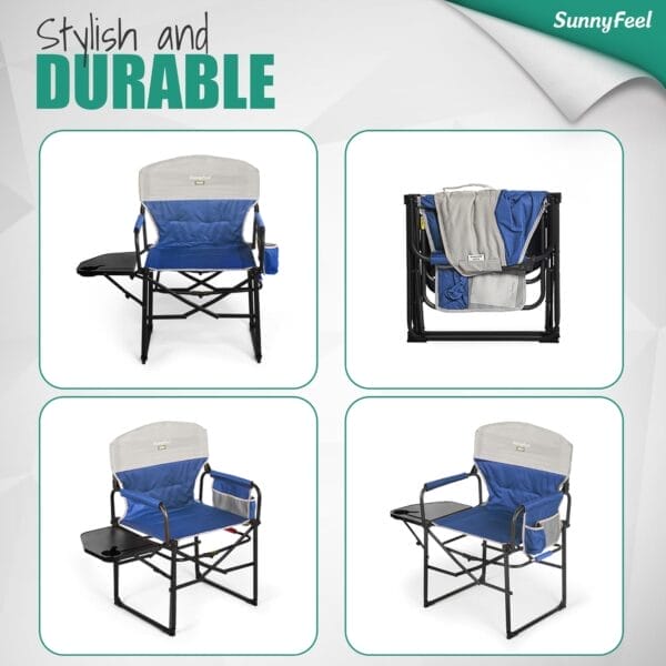 SUNNYFEEL Oversized Camping Directors Chair, Portable Folding Lawn Chairs for Adults Heavy Duty with Side Table,Pocket for Beach, Fishing,Picnic,Concert,Tailgating, Outdoor Foldable Camp Chair - Image 7