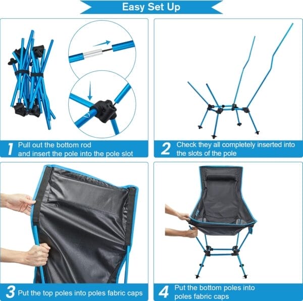 G4Free 2Pack Lightweight Portable High Back Camp Chair, Folding Chair Lawn Chair Heavy Duty 330lbs with Headrest & Pocket for Outdoor Camp Travel Beach Travel Hiking - Image 5