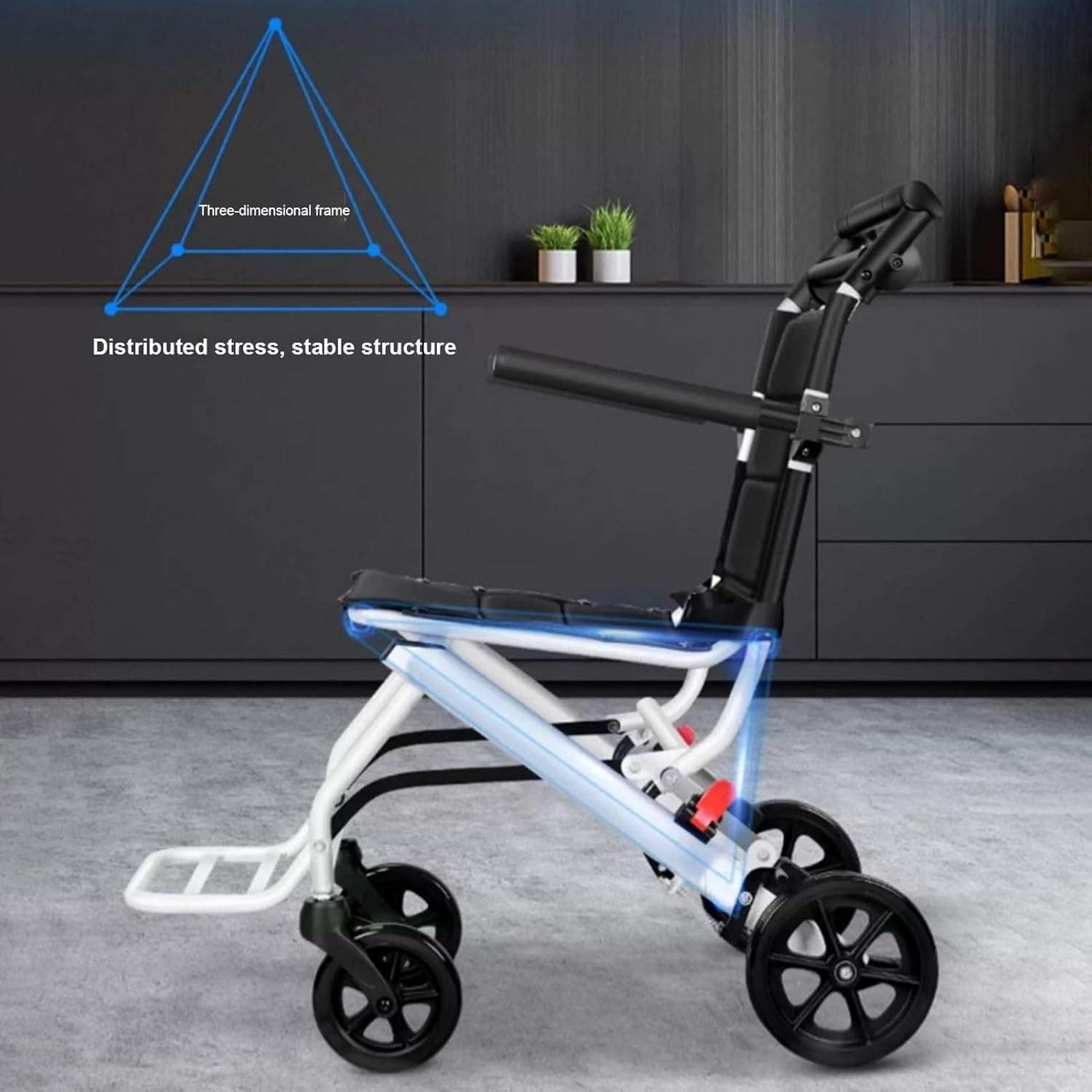 Transport Wheelchair Lightweight Foldable,Wheelchairs for Adults,Portable Wheelchair,200lbs Capacity,Carbon Steel Frame,Transport Chair for Adults and Seniors,15.75" Seat for Travel, Camping - Image 7