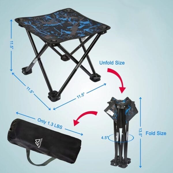 Camping Stool Portable Folding Stool Portable Chair Mini Foldable Stool Fishing Stool for Adults Fishing Hiking Gardening and Beach with Carry Bag(Camouflage) - Image 3