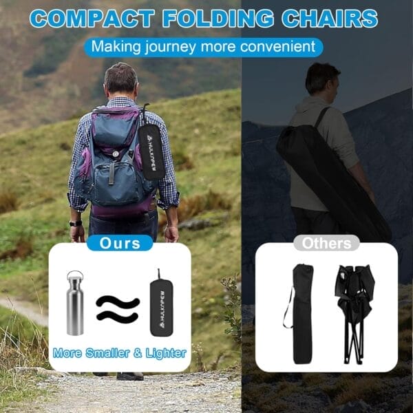 Portable Chairs, Ultralight Folding Camping Chair with Pillow Compact Folding Lawn Chairs for Camping, Travel, Hiking, Picnic and Adventures, Lightweight Chair Easy to Set up and Carry - Image 8