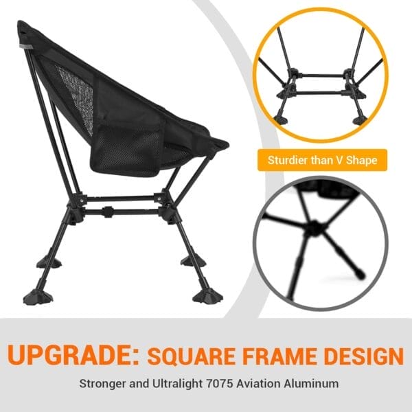 ATEPA Backpacking Chair, Ultralight Folding Portable Small Camping Chairs for Adults Compact Foldable Beach Seat with Anti-Sinking Feet & Aluminum Frame for Outdoor Hiking Travel Fishing - Image 8