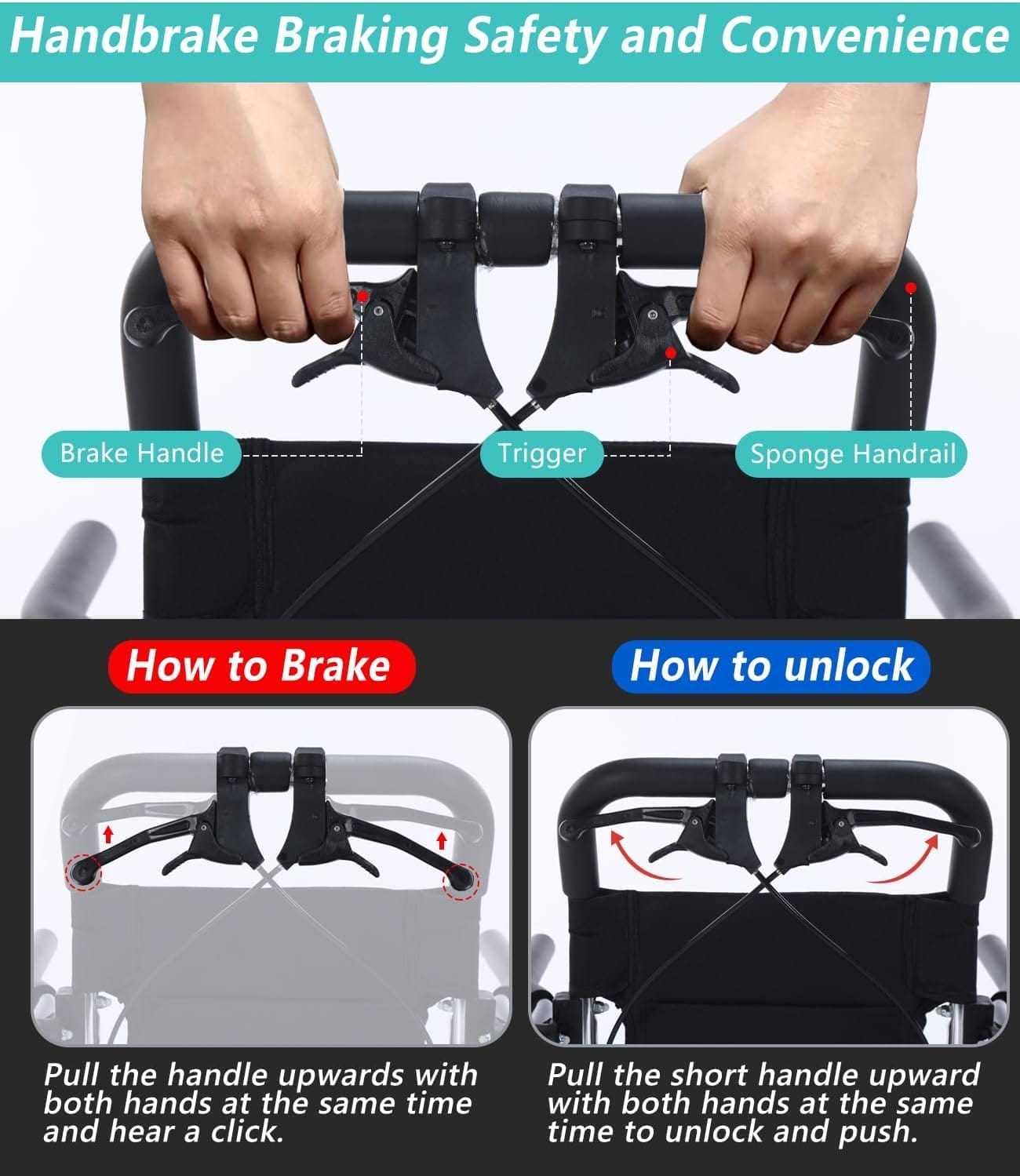 Wheelchairs for Adults Transport Chair Lightweight Foldable with Telescopic Handle, 22lbs Portable Folding Travel Transfer Wheel Chairs for Seniors,Aluminum Wheelchair - Image 7