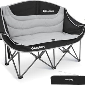 KingCamp Double Camping Chair, Oversized Heavy Duty Loveseat for Adults Portable Folding XL 2 Person Couch Padded Comfortable Two Seat with Cup Holder for Outdoor Lawn Backyard