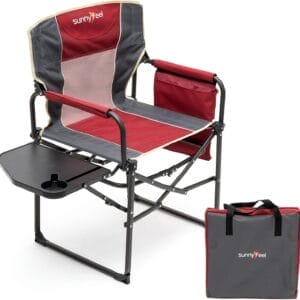SUNNYFEEL Camping Directors Chair, Heavy Duty,Oversized Portable Folding Chair with Side Table, Pocket for Beach, Fishing,Trip,Picnic,Lawn,Concert Outdoor Foldable Camp Chairs