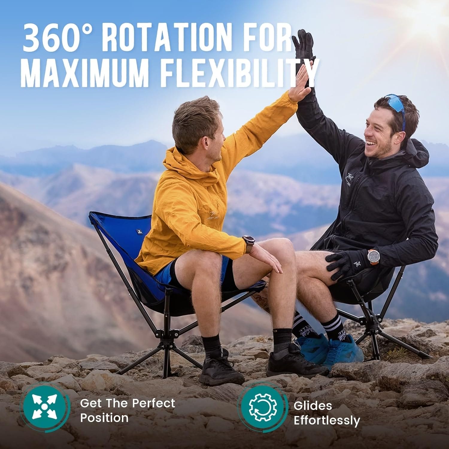 Swivel Portable Chair - Small Compact Collapsible Folding Chairs for Adults, Setup in 8 Seconds, Lightweight Outdoor Backpack Chair for Camping, Travel, Hiking, Beach, Support 300 LBS - Image 3