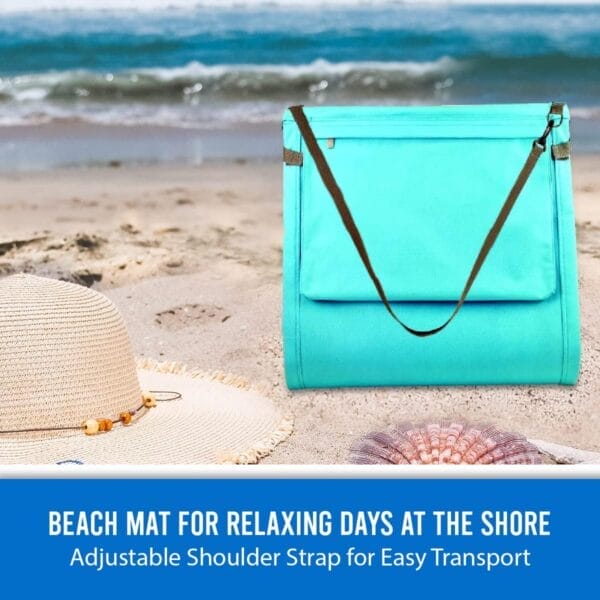 Portable Beach Mat Lounge Chair and Tote (Plain Blue) - Image 8