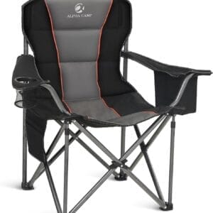 ALPHA CAMP Oversized Camping Folding Chair Heavy Duty Lawn Chair with Cooler Bag