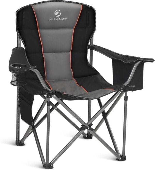 ALPHA CAMP Oversized Camping Folding Chair Heavy Duty Lawn Chair with Cooler Bag