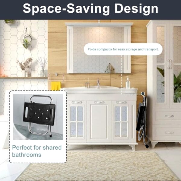 Shower Chair Seat, Stainless Shower Chair for Folding, Safety Anti-Slip Shower Bath Chairs for Seniors/Disabled by - Image 7