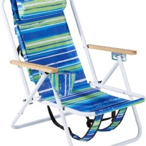 Outvita Folding Beach Chair Adjustable Headrest w/4 Flexible Tilt Angle, Cup Holder Portable High Strength Cleanable Fabric, for Sand Camping Lawn Concert Travel Festival
