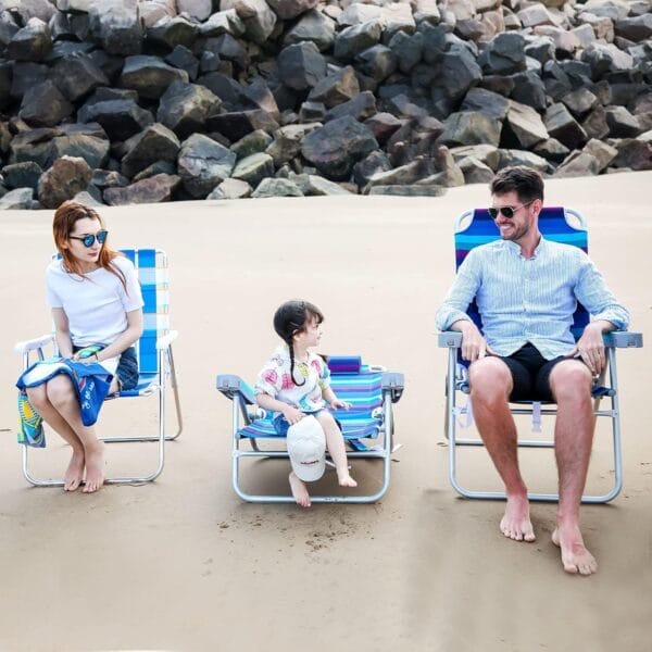SUNNYFEEL Extra Wide 28" Low Beach Chair 5 Position Lay Flat, XL Oversized Portable Folding Camping Chairs with Cup Holder for Outdoor/Trip, Lightweight Foldable Backpack Beach Chair for Adults - Image 5
