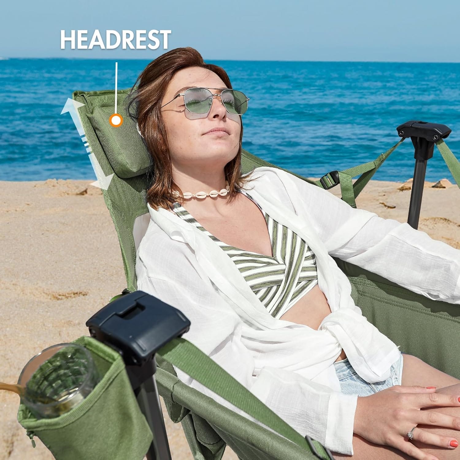 PORTAL Hammock Camping Chair, Portable Outdoor Swinging Chairs, Rocking Chair for Adults with Adjustable Back and Height for Lawn, Backyard, Patio, Supports 400 lbs, Breathable Mesh High Back, Green - Image 2