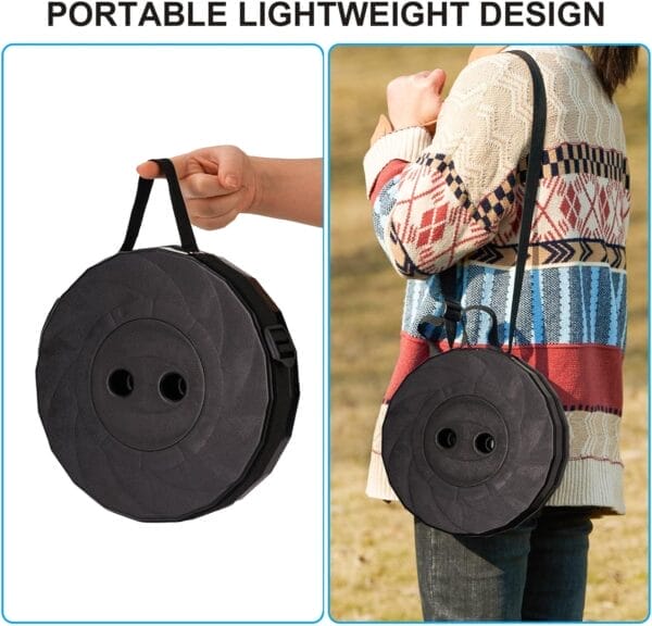 Upgraded Foldable Stool Thickened, Portable Collapsible Stool Retractable Stool for Fishing, Hiking Tours, BBQ, Parties, Outdoor Activities (Black) (1) - Image 6