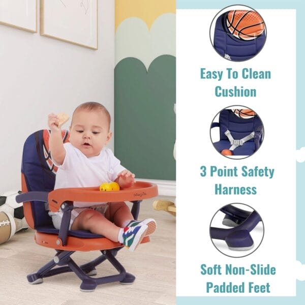 Dream On Me Munch N Go Booster Seat for Dining Table, Lightweight Compact Fold Travel Booster Seat, 3-in-1 Convertible, Four Level Height Adjustment and Easy Tray Removal - Image 3