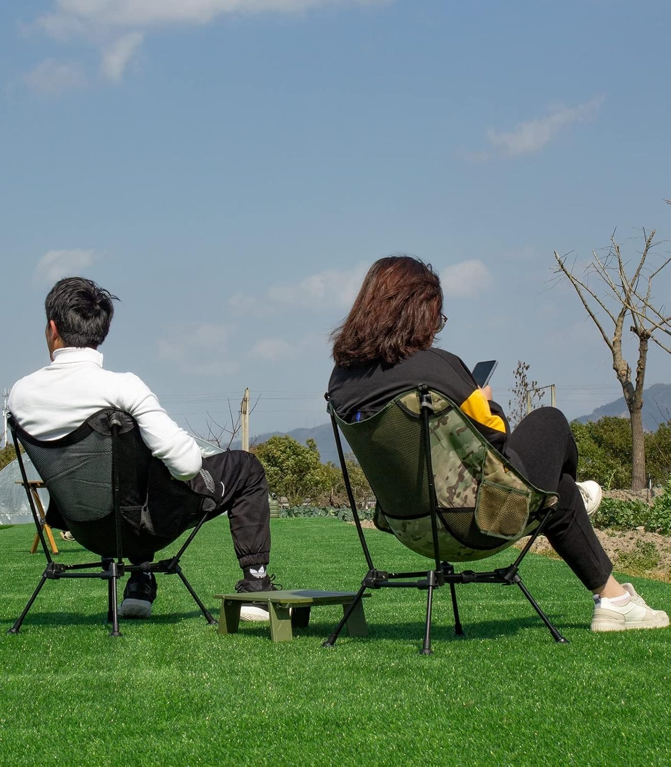 iClimb Ultralight Compact Camping Folding Beach Chair with Anti-Sinking Large Feet - Image 6