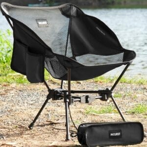 Portable Camping Chair – Lightweight, Compact & Heavy-Duty Folding Chair for Adults, Supports 330 lbs – Ideal for Backpacking Hiking, Fishing, Beach, Picnic & Lawn (Black)