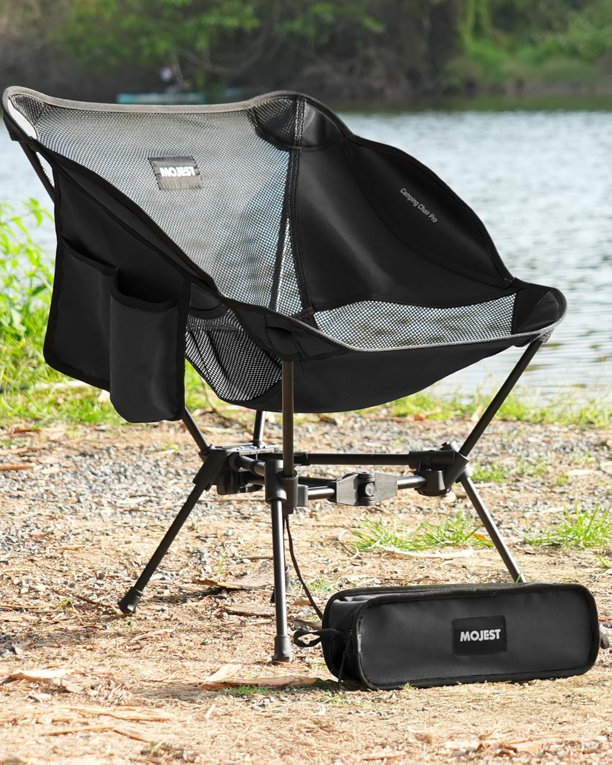Portable Camping Chair – Lightweight, Compact & Heavy-Duty Folding Chair for Adults, Supports 330 lbs – Ideal for Backpacking Hiking, Fishing, Beach, Picnic & Lawn (Black)