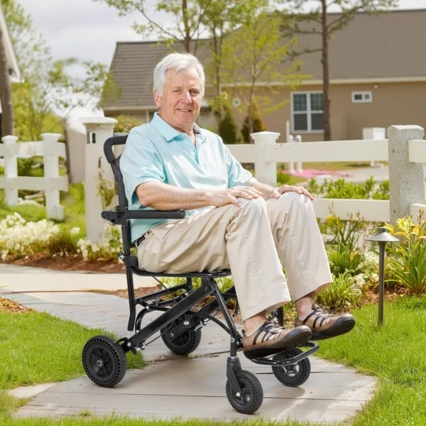 WICHEMI 17.4lbs Ultra-Lightweight Transport Wheelchairs for Adults,220lbs Capacity,17.3" Seat,Portable, Folding, Collapsible,Narrow Transfer Wheel Chair with Carrying Bag - Image 9