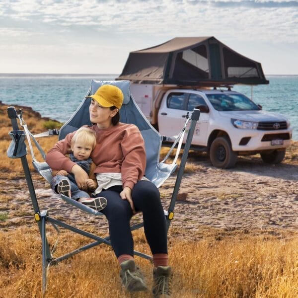 TIMBER RIDGE Hammock Camping Chair with Adjustable Backrest, Heavy Duty Folding Hammock Chair Supports 300lbs, Portable Hammock Chair for Camping, Travelling and Patio, Grey - Image 8