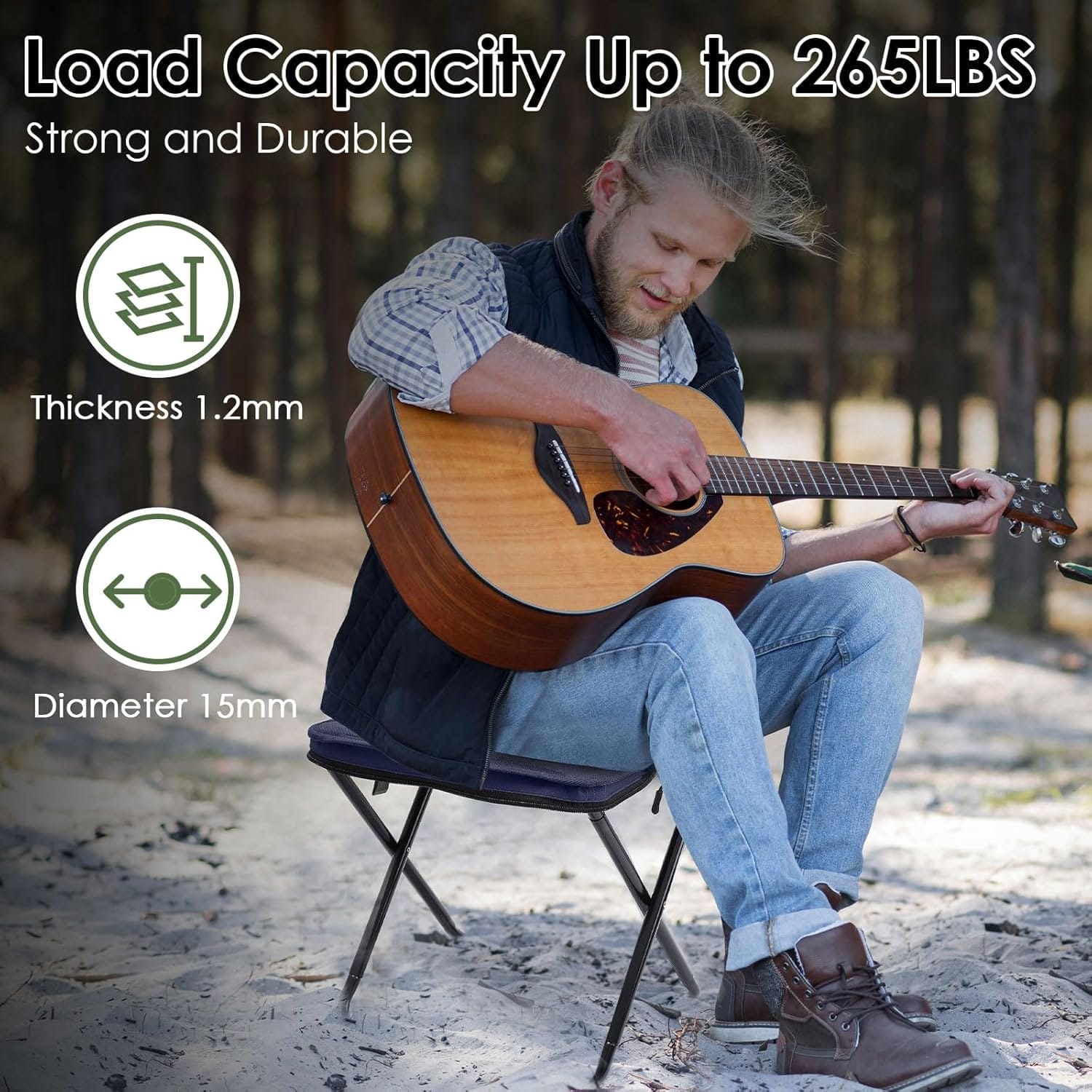 Portable Stool, 13 Inch Small Folding Stool for Adults, Ultralight Blue Camping Stools for Hiking and Fishing, Hold Up to 265 LBS - Image 5