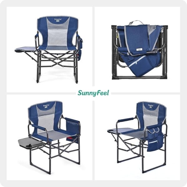 SUNNYFEEL Camping Directors Chair, Heavy Duty,Oversized Portable Folding Chair with Side Table, Pocket for Beach, Fishing,Trip,Picnic,Lawn,Concert Outdoor Foldable Camp Chairs - Image 7
