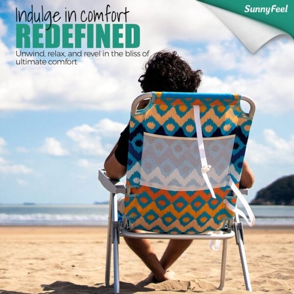 SUNNYFEEL Oversized Tall Folding Beach Chair Lightweight, 17" Portable Sand Chair for Adults Heavy Duty 500 LBS with Cup Holders, Foldable High Camping Lawn Chairs for Camp/Outdoor/Picnic/Sports - Image 5