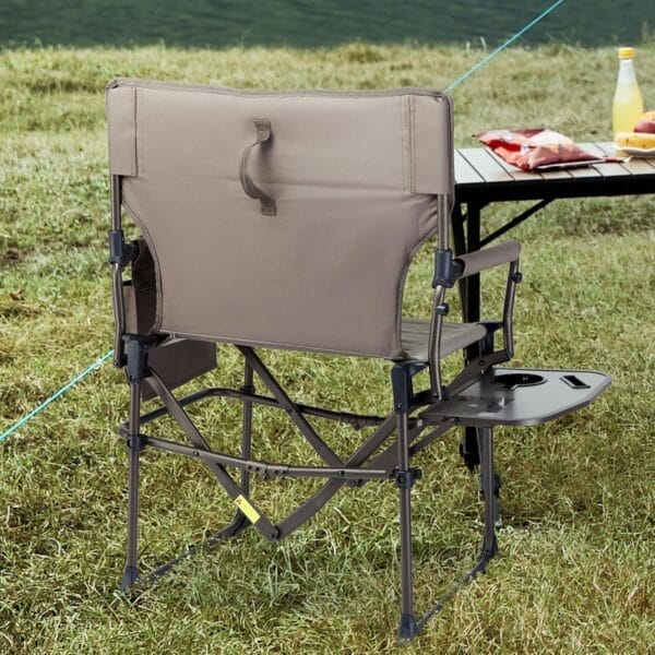 TIMBER RIDGE Heavy Duty Camping Chair with Compact Size, Portable Directors Chair with Side Table and Pocket for Camping, Lawn, Sports and Fishing, Supports Up to 400lbs, Tan 2 Pack - Image 8