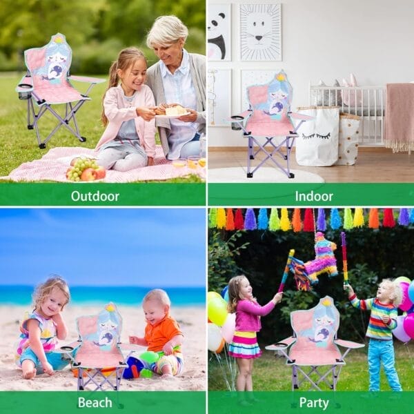 KABOER Kids Outdoor Folding Lawn and Camping Chair with Cup Holder and Carrying Bag, Children's Camping Chairs - Image 6