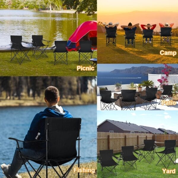 HaSteeL Camping Chairs 4 Pack, Oversized Folding Chair with Cup Holders for Adults, Portable Chair & Carry Bag for Outdoor Backyard, Beach, Lawn, Patio, Picnic, Fishing, Oxford Fabric & Heavy Duty - Image 7