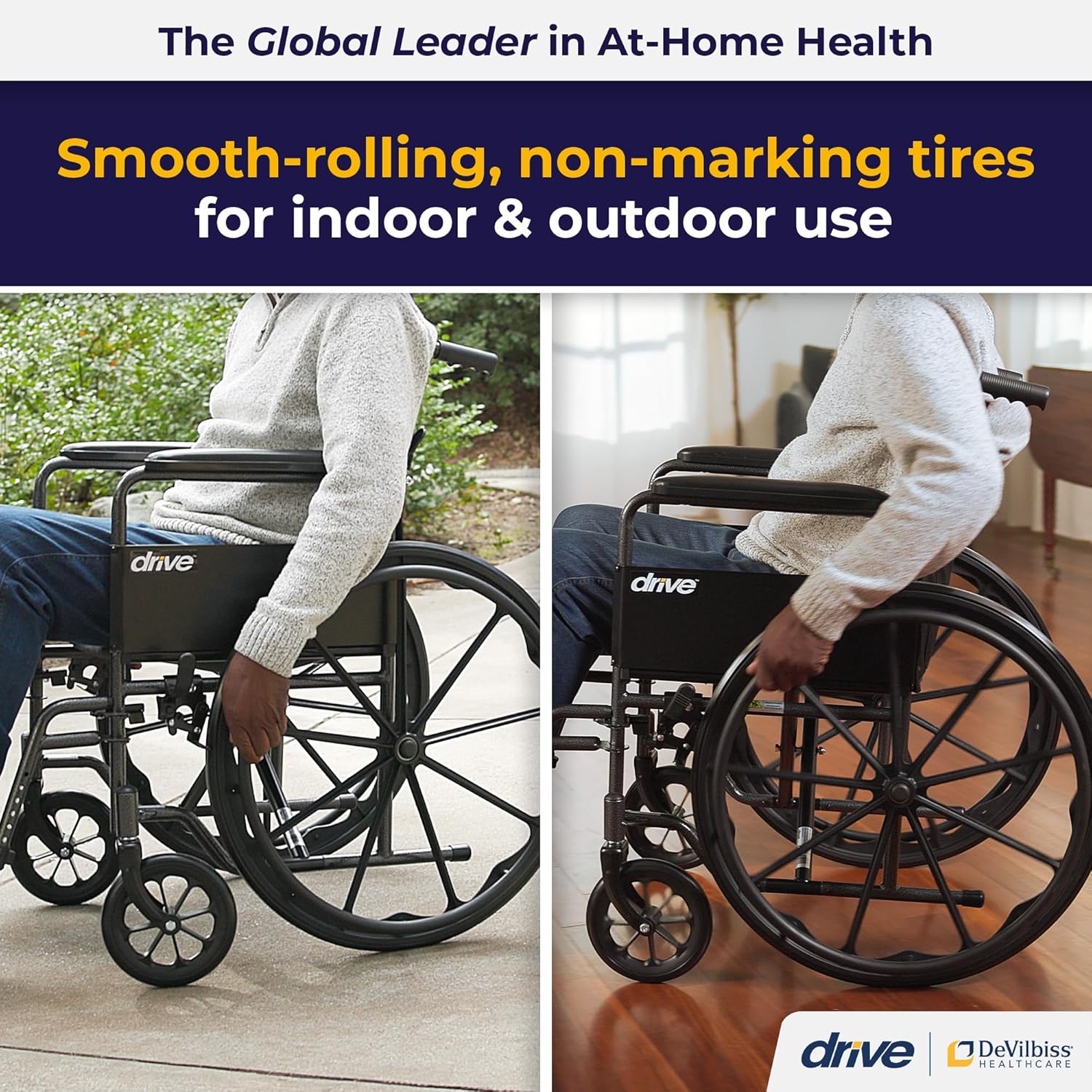 Drive Medical SSP118FA-SF Silver Sport 1 Folding Transport Wheelchair with Full Arms and Removable Swing-Away Footrest, Black - Image 2