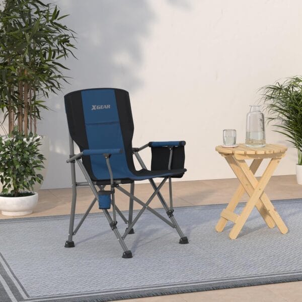 XGEAR Portable Camping Chairs for Adults with Padded Hard Armrest, Sturdy Folding Camping Chair with Cup Holder, Storage Pockets Carry Bag Included, Support to 300 lbs(Blue) - Image 2