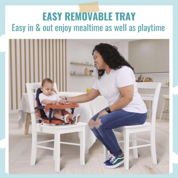 Dream On Me Munch N Go Booster Seat for Dining Table, Lightweight Compact Fold Travel Booster Seat, 3-in-1 Convertible, Four Level Height Adjustment and Easy Tray Removal - Image 6