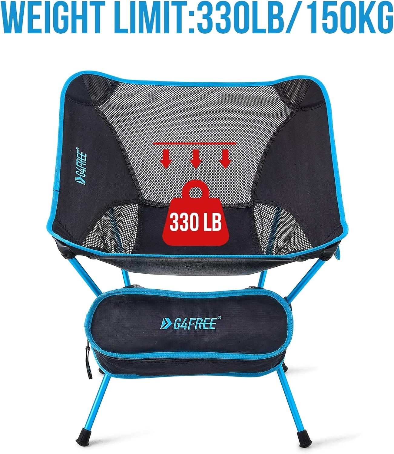 G4Free Folding Camping Chairs, Ultralight Compact Backpacking Folding Chairs Lawn Chairs Heavy Duty 330lbs with Side Pockets Packable for Outdoor Camp Travel Beach Picnic Gardening Travel Hiking - Image 6